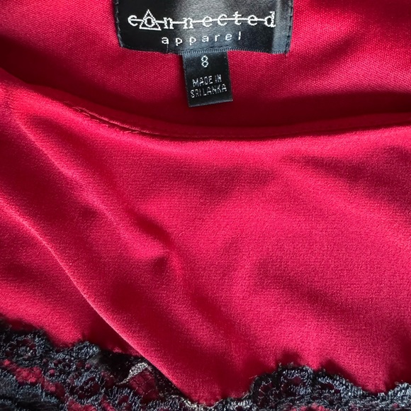 Red/black polyester and lace mini dress / connected apparel size 8 / Medium - Picture 6 of 9